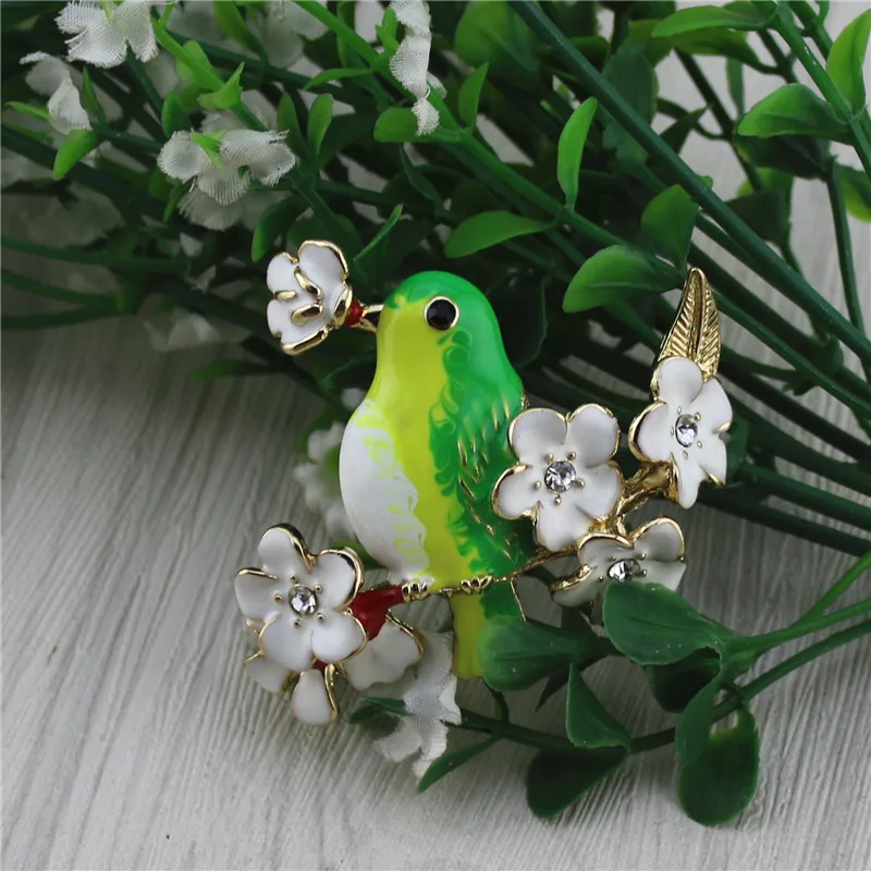 2019 Free shipping Plant bird petals branch Europe United States new temperament brooch coat drop glaze | Украшения и аксессуары