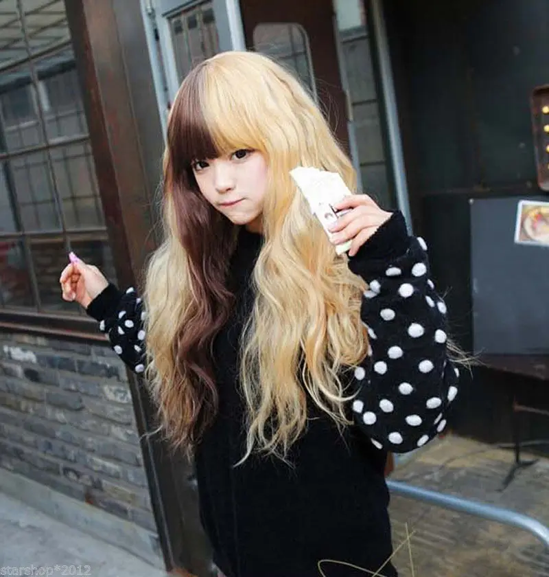 Parrucca парик JF и FY&gt&gt Партии Cosplay Harajuku женские Длинные Вьющиеся Волосы Полный