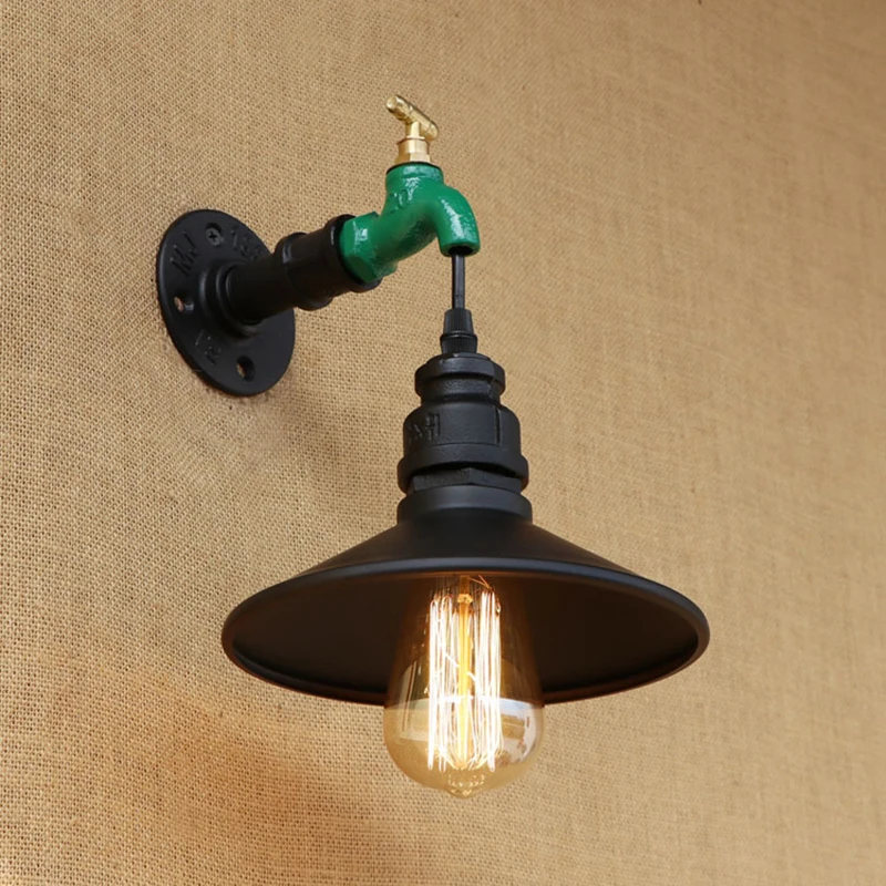 

New design Retro Loft metal Water pipe wall lamp modern Iron lampshade for living room bedroom coffee bar E27 110v 240v