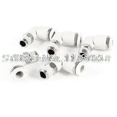 Фото 6mm x 10mm Male Thread 90 Degree Elbow Pipe Connect Quick Fittings 5pcs Обустройство дома 6mm x 10mm Male Thread 90 Degree Elbow Pipe Connect Quick Fittings 5pcs Обустройство дома