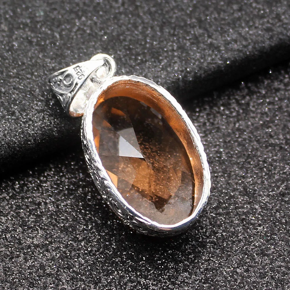 Glowing Oval Shape Honey Topaz925 Sterling Silver Color Charms Women Pendant Chain Necklace 20 Inch | Украшения и аксессуары