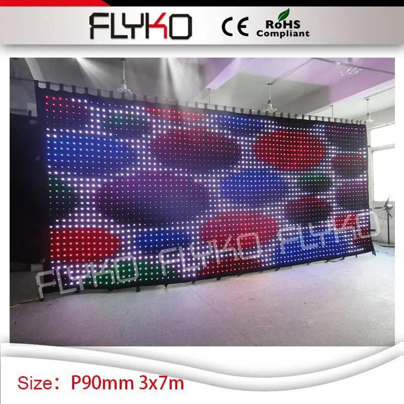 

Высокое качество низкая цена CE RoHS огнеупорный DJ Дискотека свет P90mm LED видео занавес 3 м Высокое на 7 м ширина