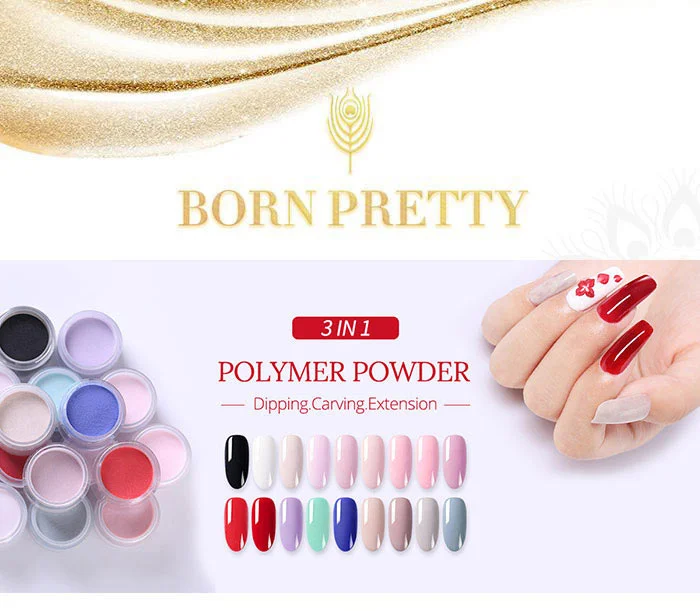BORN PRETTY 3 в 1 акриловые окунутые порошки для ногтей градиентный французский порошок для ногтей для резьбы кончиков наращивания украшения для дизайна ногтей