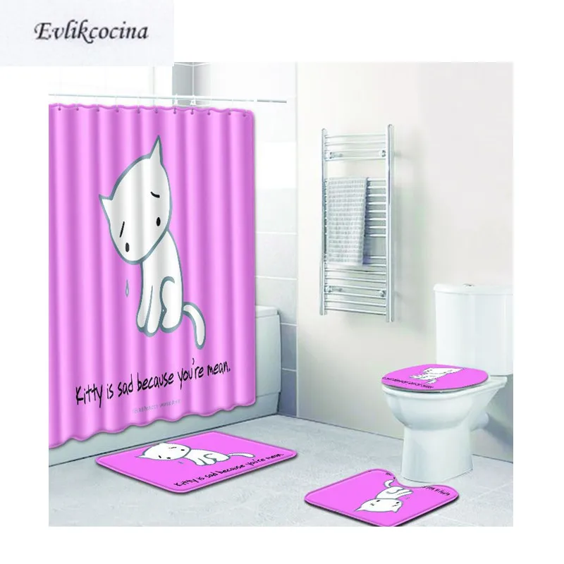 Бесплатная доставка 4 шт. милый кот Розовый Banyo Paspas ванная комната ковер туалет