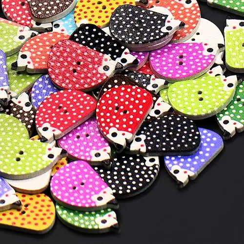 50 шт. деревянные пуговицы для шитья животных ежик 2 отверстия DIY ремесло