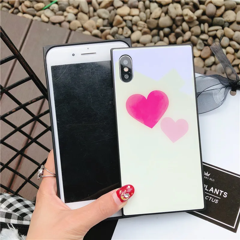Fashion Love Blue Glass Case Coque for iPhone 7 7Plus Back Cover Apple iPhone7 6 6s 8 Plus X Phone Cases Funda |