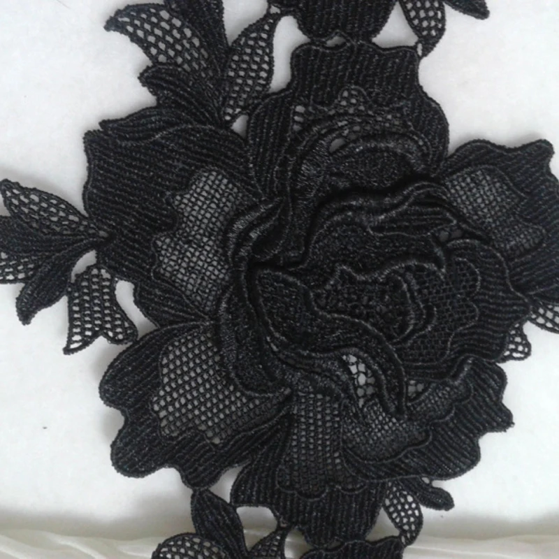 Тяжелая Водорастворимая трехмерная вышивка кружева розы кружевная ткань для