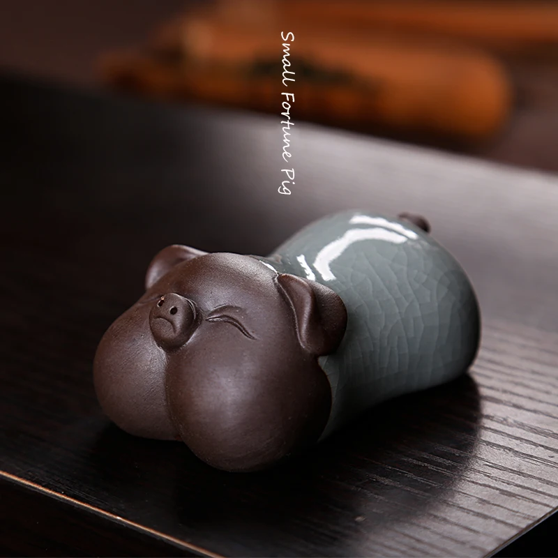 Wisamony Китайский Longquan Celadon фиолетовая глина глазурованная Свинья для рисования
