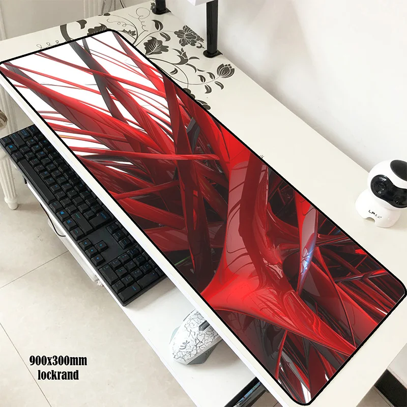 Абстрактный красный коврик для мыши компьютерный красочный Коврик 900x300x2 мм padmouse