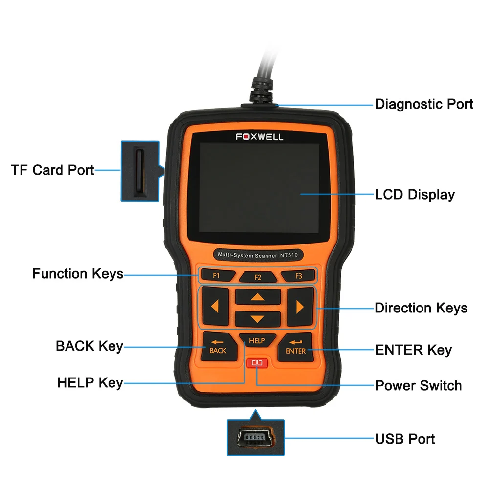 2016 Новое Прибытие FOXWELL NT510 OBDII авто диагностический сканер multi-системы Code Reader