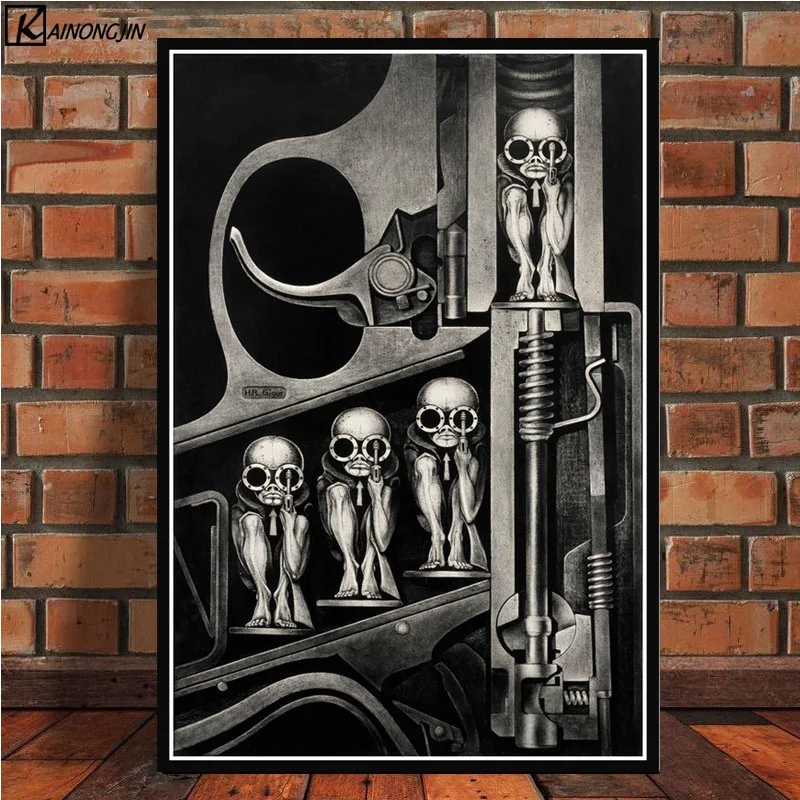 010 Постеры и принты Hr Giger Li II постер с изображением чужого ужаса произведение искусства Ретро Холст Живопись стены искусство картина для гостиной домашний декор - Цвет: 010