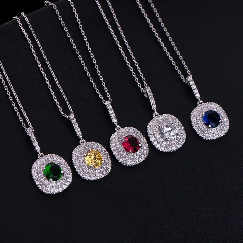 Luxury necklace pendant and earrings micro pave setting yellow AAA CZ cubic zirconia jewelry set|cubic set|jewelry setszirconia sets |