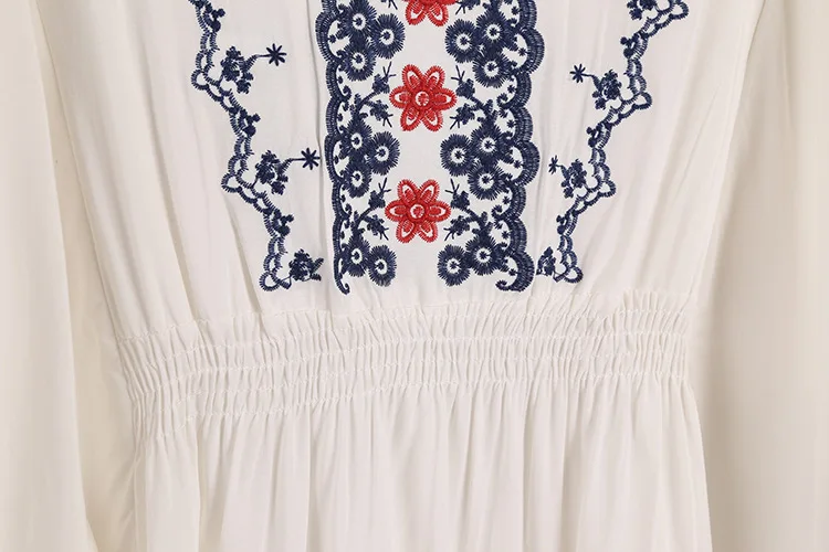 Лето 2016 Цветочная Этническая вышивка Геометрическая хиппи свободная