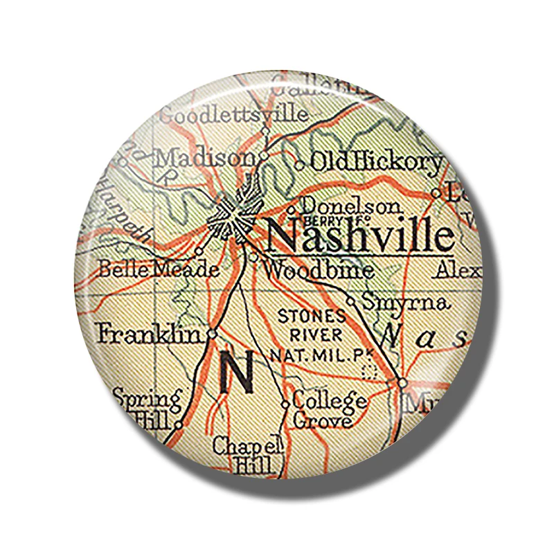 Магнит на холодильник Nashville Map 30 мм Деревянная Карта Теннесси стеклянный купол