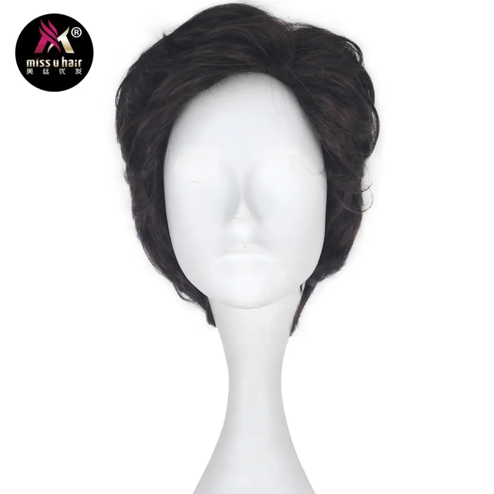 Парик для косплея по мотивам фильма Miss U Hair мужчин короткий волнистый каштановый