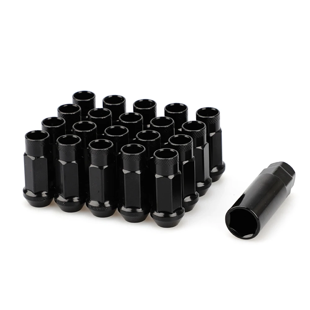 black 20 шт M12x1.5 M12* 1,25 стальная цветная модификация гоночных автомобилей Колесные гайки болты для Chevrolet Subaru hyundai - Название цвета: black