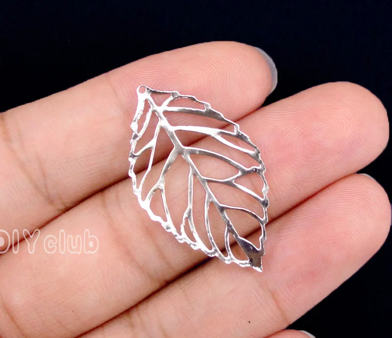 

50pcs-Silver тон 2-сторонняя тонкий лист подвески 34x20mm