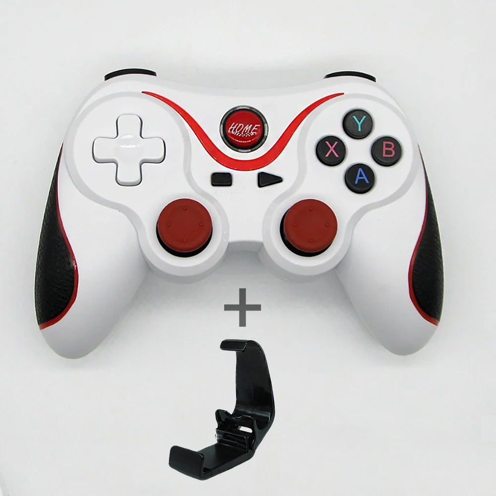 white with bracket Геймпад джойстик T3 Bluetooth тригеры pubg контроллер беспроводной джойстик геймпад игровой контроллер Bluetooth 3.0 gamepad джойстик для мобильного телефона для планшета телевизора держатель коробки геймпад для пк - Цвет: white with bracket