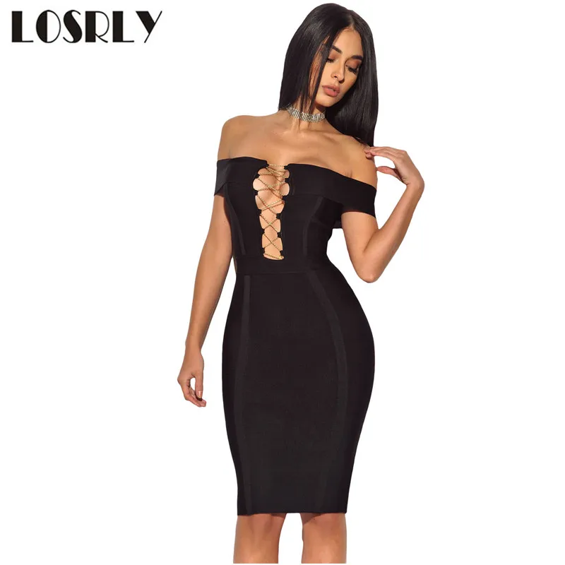 LOSRLY Vestido Феста Красный Выдалбливают Sexy Women Бинты Платье Midi Bodycon Платья 2017 Лето С
