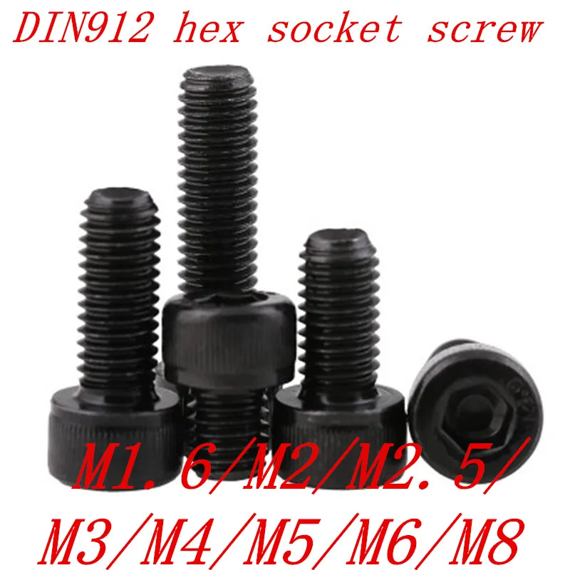 5-50 шт. DIN912 класс 12,9 винт с шестигранной головкой M1.6 M2 M2.5 M3 M4 M5 M6 M8 с шестигранной головкой Винты с шестигранной головкой