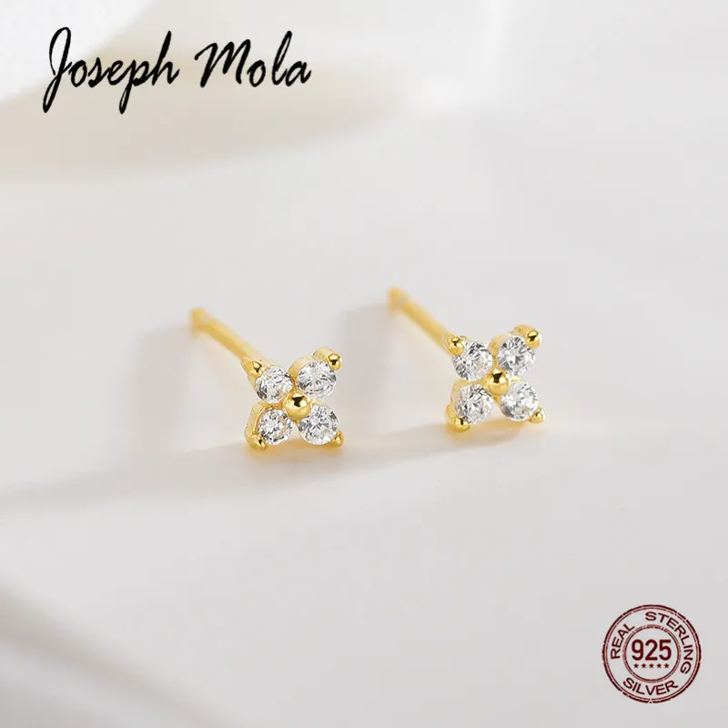 Joseph Mola 100% 925 пробы серебряные милые маленькие золотые цветовые серьги с цирконием