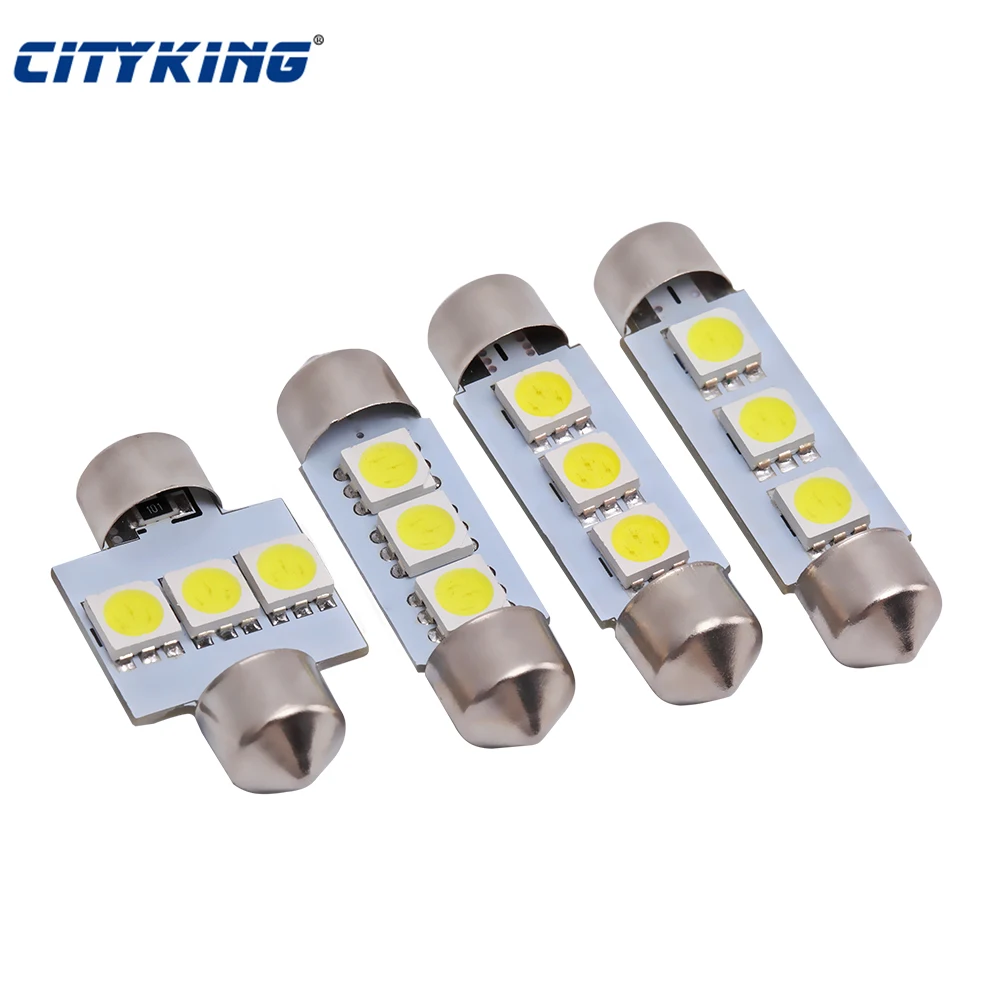 

100X White12V Festoon C5W LED Light 31mm 36mm 39mm 41mm C10W Car Dome Bulb Auto License Plate Interior Lamp Reading Trunk Lights