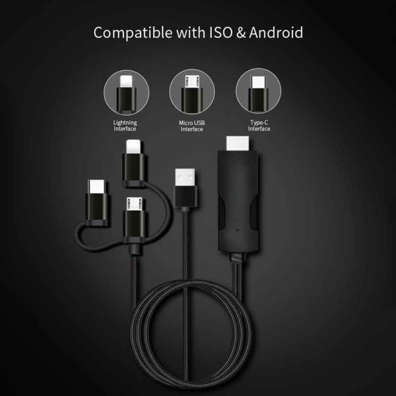 3-в-1 проводной экранный преобразователь 4K высокой четкости разъем Plug-and-игровой