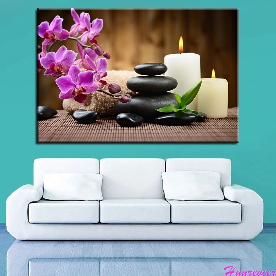 Алмазная картина свечи Орхидея камни Искусство Вышивка крестом вышивка шаблоны