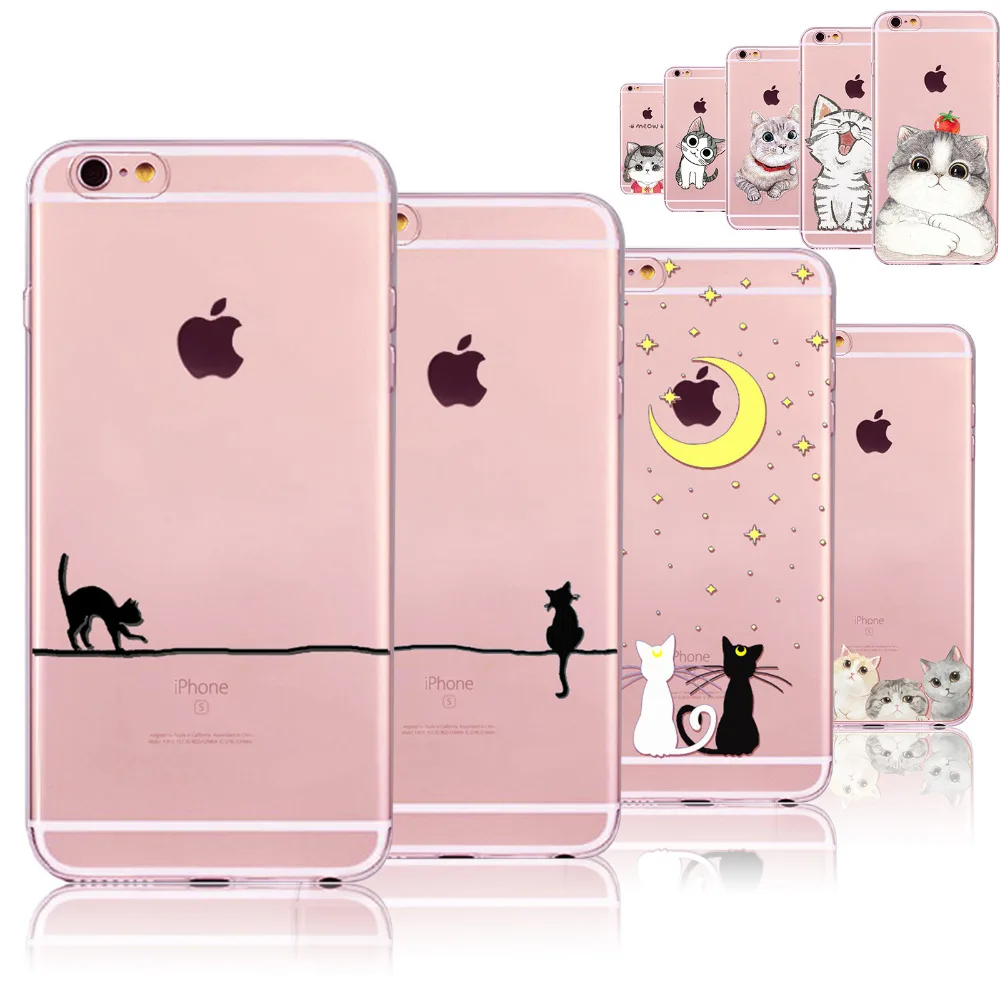 Милые чехлы для телефонов с кошками iphone 6 S 7 8 PLUS P 5 5S SE 6splus забавная кошка животные