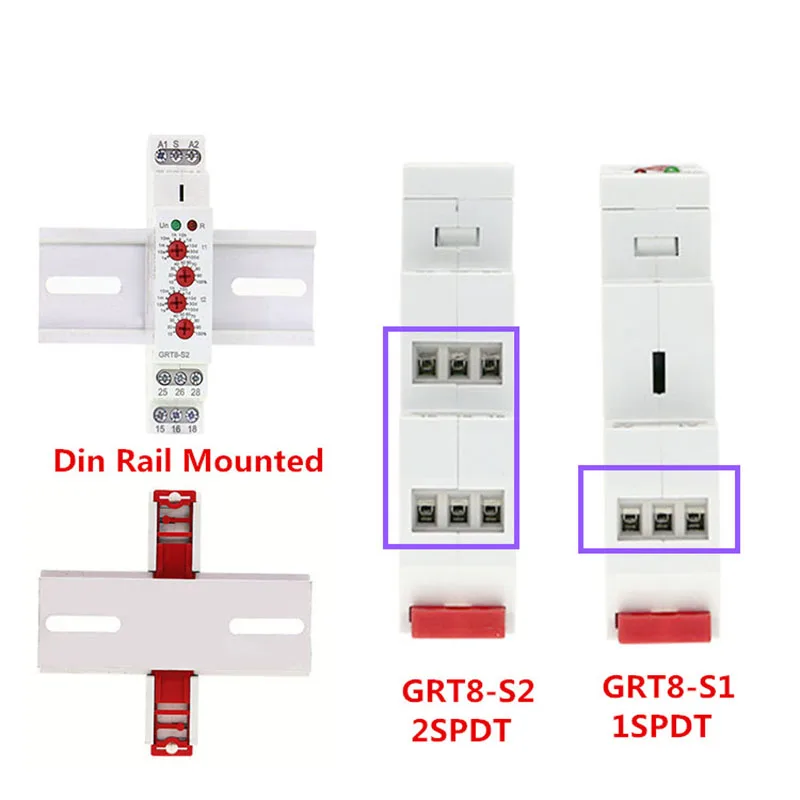 Din Rail Повторите реле AC220V 16A AC/DC12V 240V SPDT 4 ручки регулируемый таймер Электрический