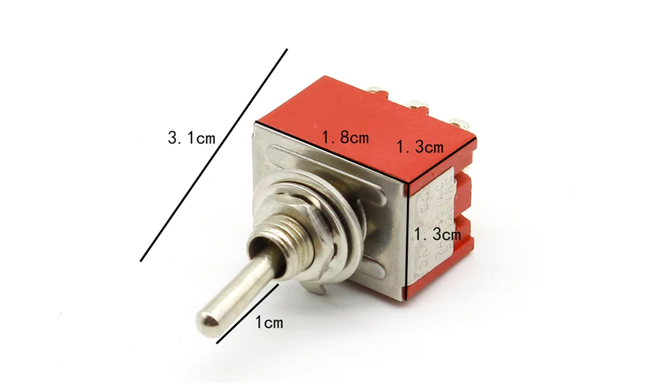 1 шт. красный 9 Pin ВКЛ.-ВЫКЛ.-ВКЛ.-ВКЛ. 3 положения мини-тумблер AC 6A/125V 3A/250V