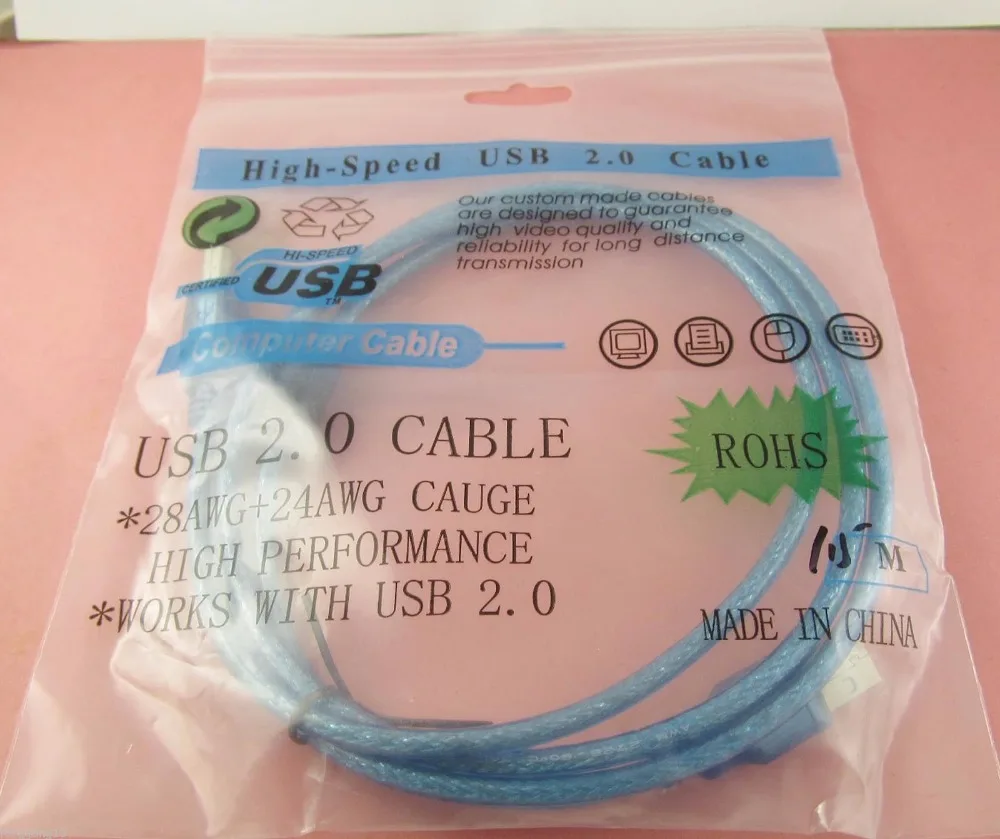 

USB 2.0 A Male to USB Type B Male Scanner Printer Cable AM/BM Cord Blue 1.5m 5FT