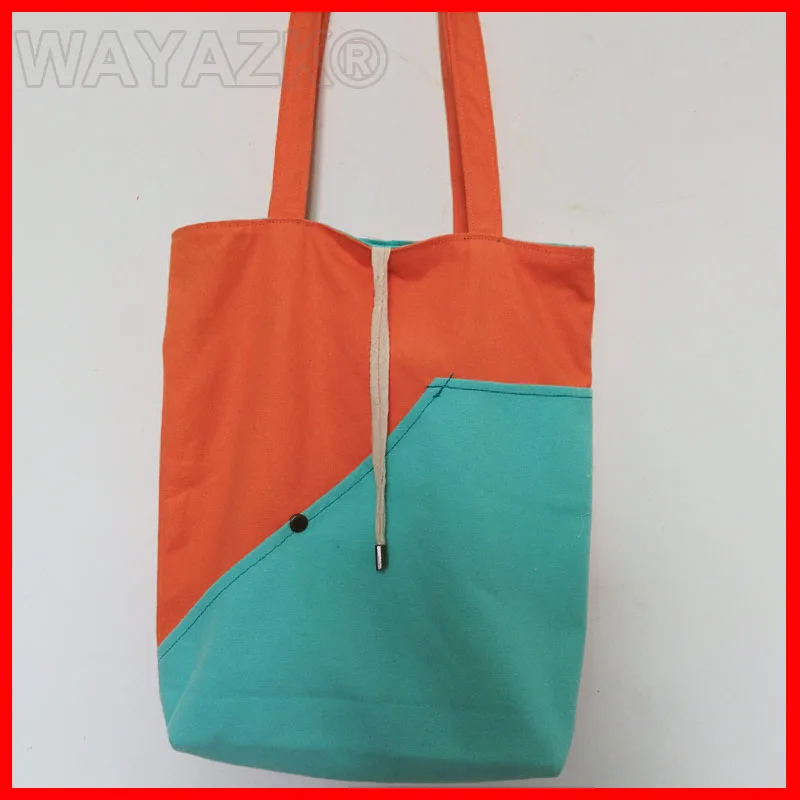 

1pcs/lot high quality canvas tote shopping bag with lining inside