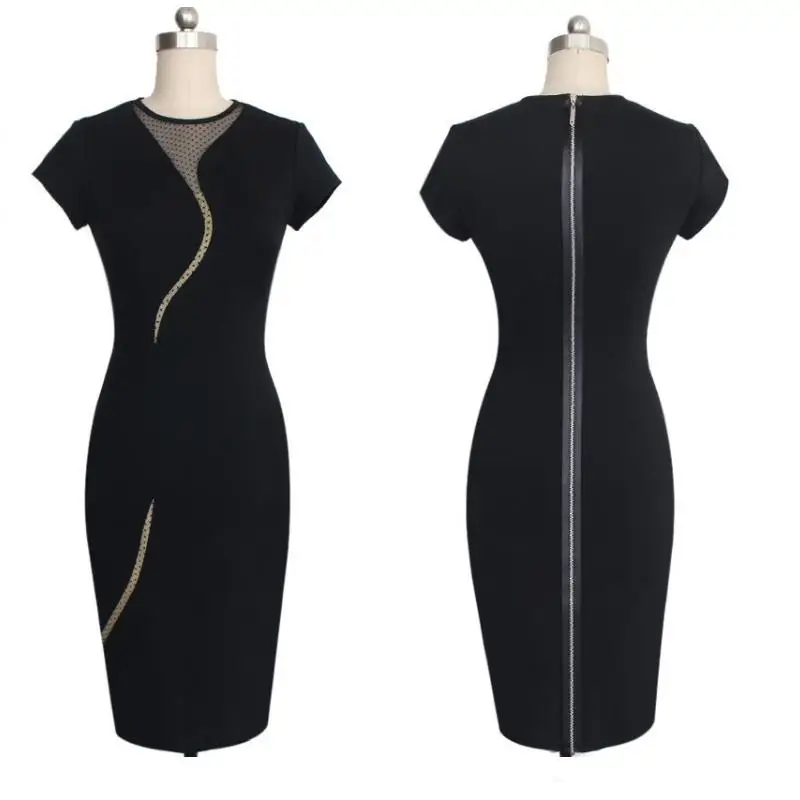 Женское винтажное кружевное платье карандаш ENLU с круглым вырезом и коротким