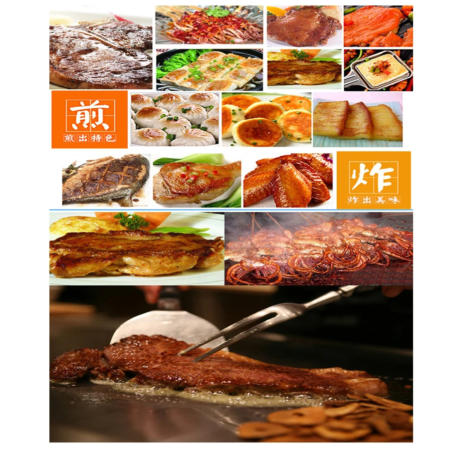 

1PC Gas griddle grill teppanyaki griddle grill super pan FY-720 stainless Steel Half Grooved Plate Flat