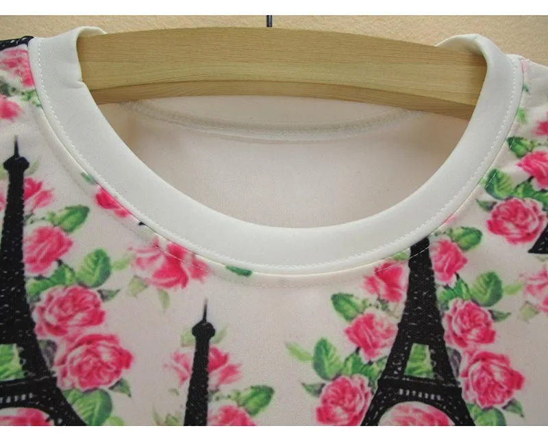 Осенний свитер с цветочным принтом в стиле Парижской Эйфелевой башни Модный