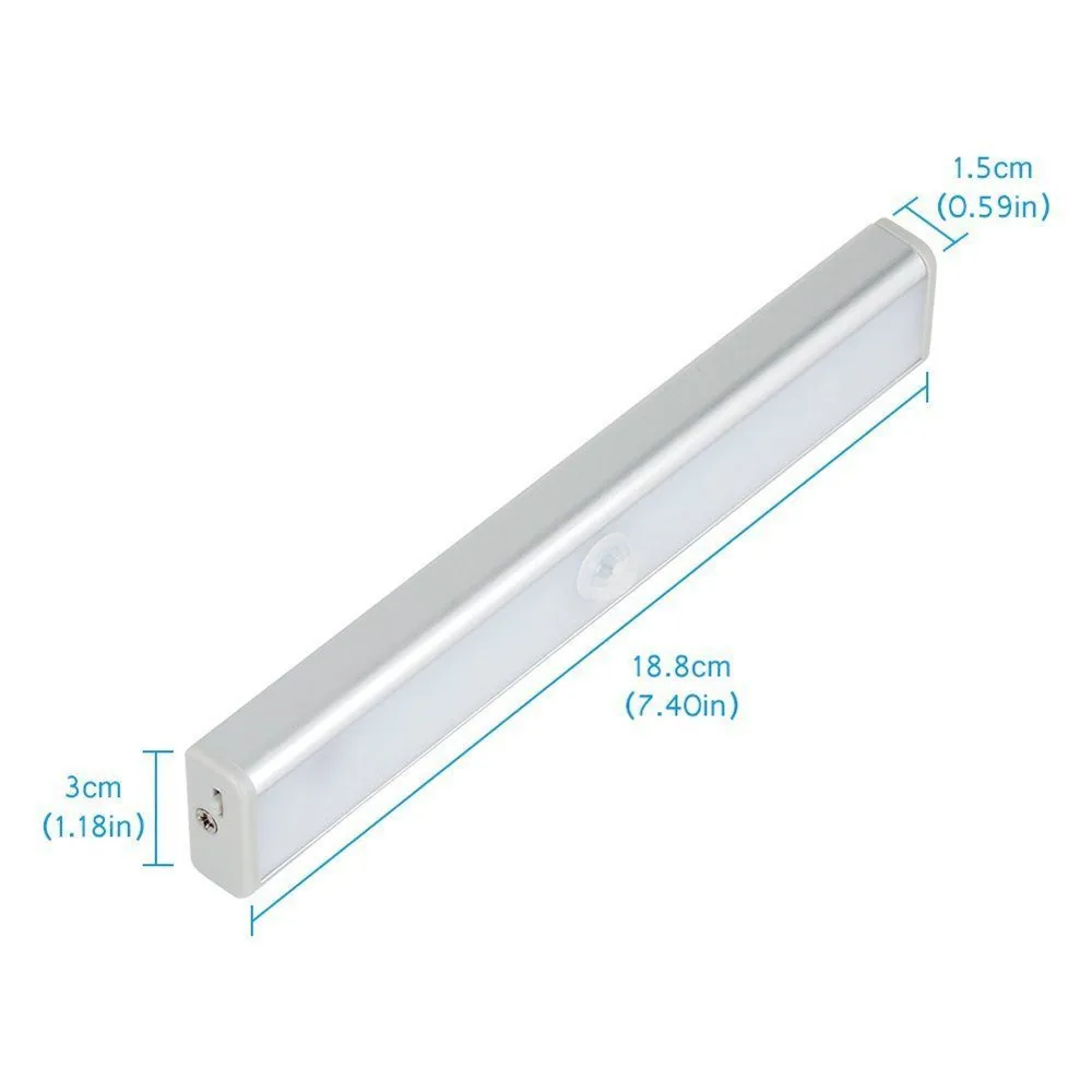 Портативный USB Перезаряжаемые светодиодный свет шкафа с Батарея внутри ПИР