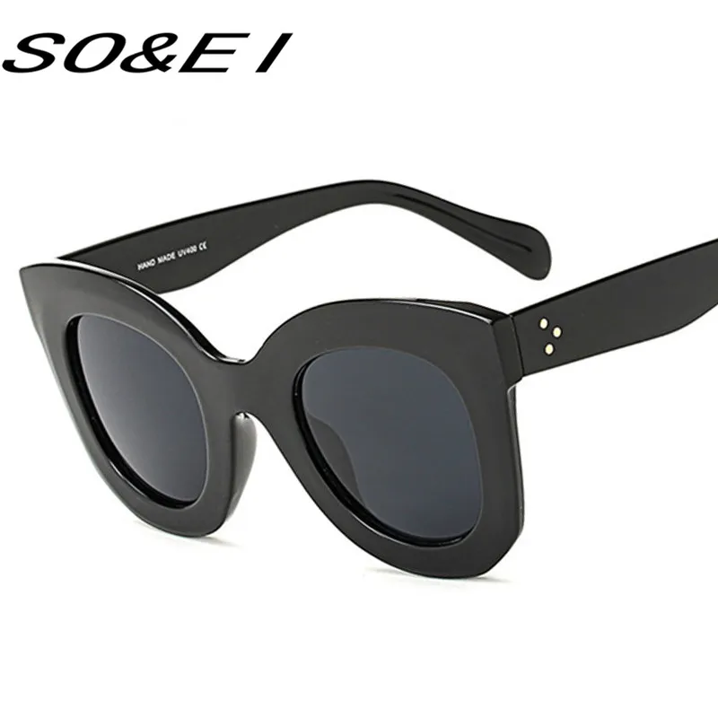 SOEI Металлическая петля классический Для женщин Cateye Солнцезащитные очки Мода