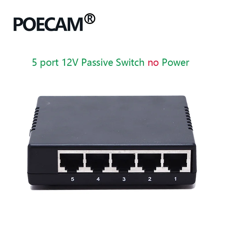 Only Switch no Power Injuctor 5 портов пассивный poe-коммутатор 12 В 24 В 4/5+ 7/8-Скорость передачи 10/100 Мбит/с пластиковый корпус ip-камера видеонаблюдения камеры - Цвет: Only Switch no Power