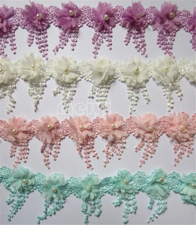 1yd растворимый жемчужный шифон с бахромой вышитая кружевная отделка тесьма ткань