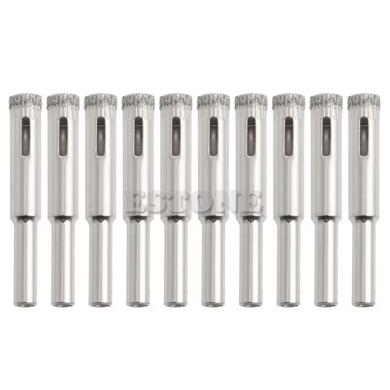 

New 10Pcs 5mm 6mm 8mm 10mm 12mm Diamond Coated Core Drill Bits Hole Saw Glass Tile Ceramic Marble