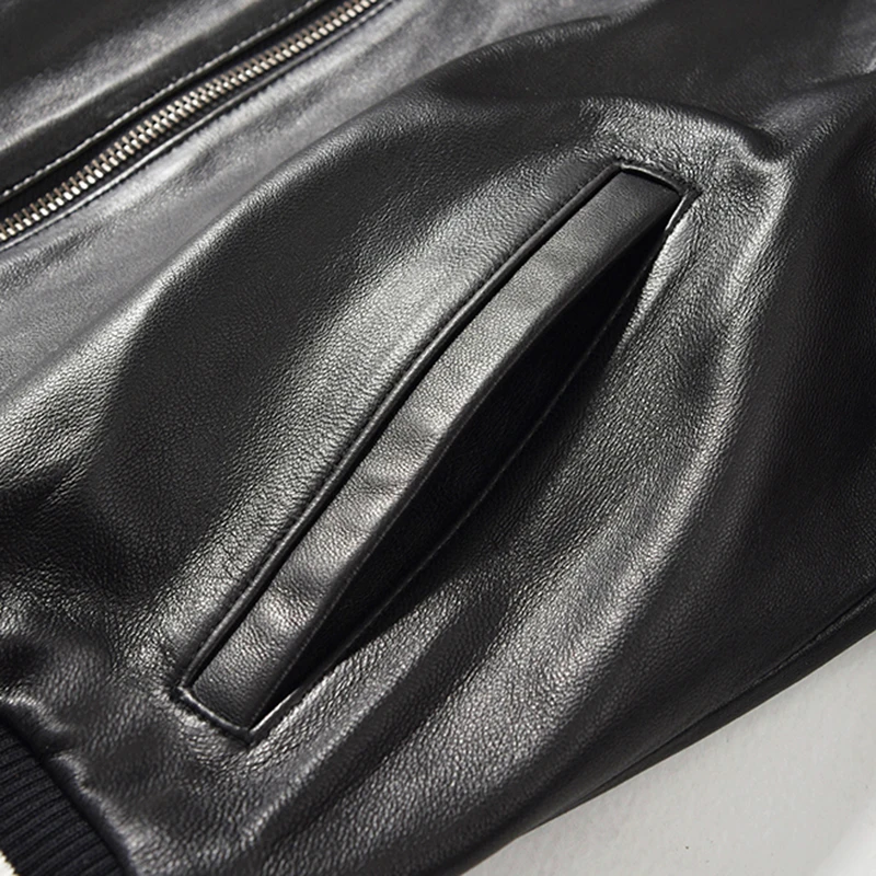 Women Genuine Leather Coats Sheepskin Autumn Real Leather Aviator Bomber Jackets Slim Zipper Ladies Lambskin Outerwear Female