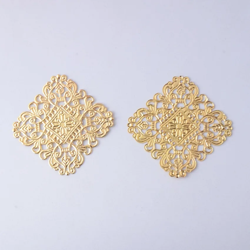 Free shipping-50Pcs Filigree Square Wraps Connectors Metal Crafts Gift Decoration DIY Findings 40x40mm | Украшения и аксессуары