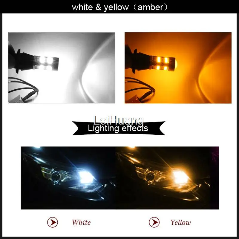 2 шт. 7440 T20 двухцветный переключатель LED DRL указатель поворота комплект бесплатная
