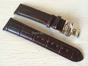 Ремешок мужской из натуральной кожи, серебристый браслет с застежкой-бабочкой, 20 мм (пряжка 18 мм), T063639 T063617, T063610