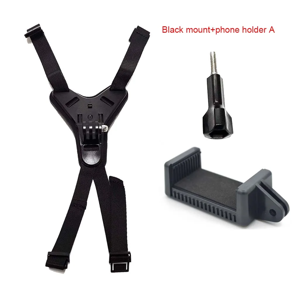 black-phoneholderA JINSERTA шлем подбородка крепление расширение держатель для OSMO карман GoPro Hero 7/6/5 шлем SJCAM подбородка Стенд С телефонным кронштейном - Цвет: black-phoneholderA