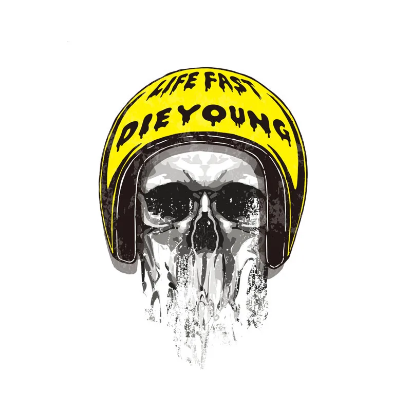 YJZT 9.3CM*13.4CM Personality Life Fast Die Young Skull Car Sticker Accessories 6-2323 |
