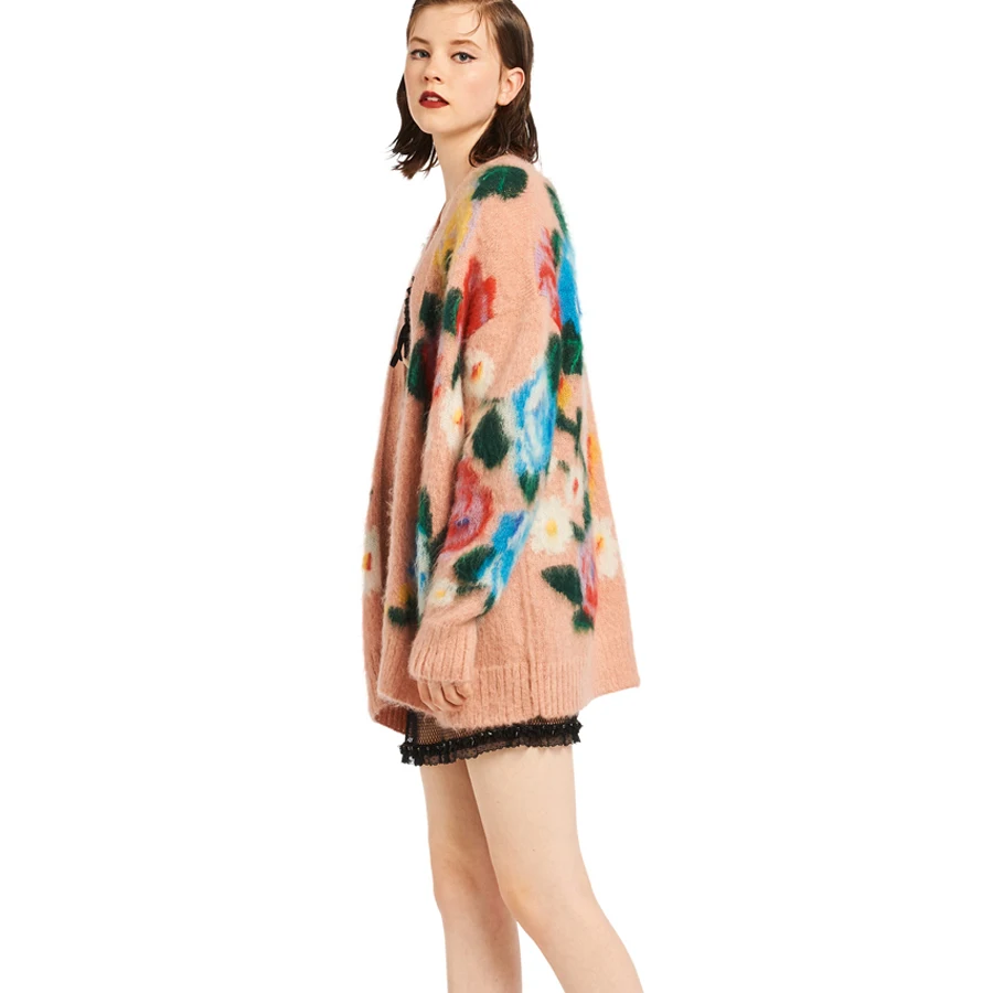 TEELYNN Boho cardigan sweater for women 2018 floral Jacquard long sleeve thick warm coat Casual knitted winter sweaters outwear |
