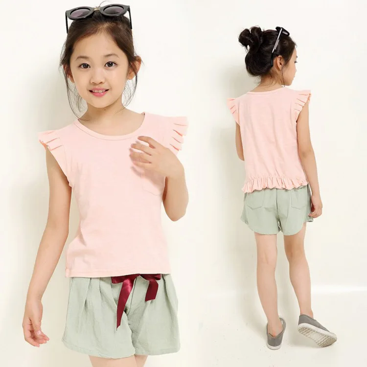 

Летние спортивные костюмы хлопковая футболка с короткими рукавами + короткие штаны, Детский костюм комплекты для девочек От 3 до 10 лет, 3 цвет...