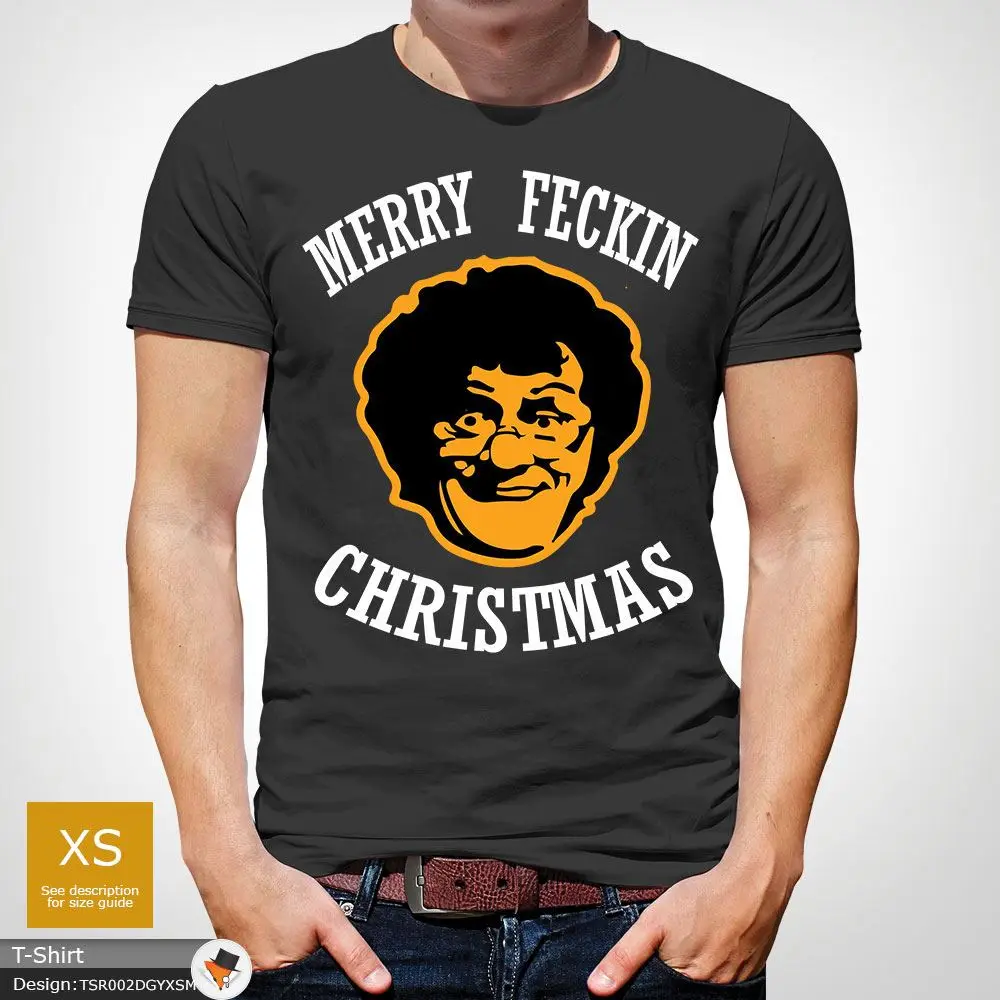 Рождественская футболка MRS B BROWN'S MERRY FECKIN' идея подарок кофта Топ зеленый!